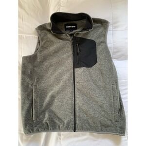 Lands' End Vest Mens Size Large Full Zip‎ Gray Outdoor Travel Fleece Pockets